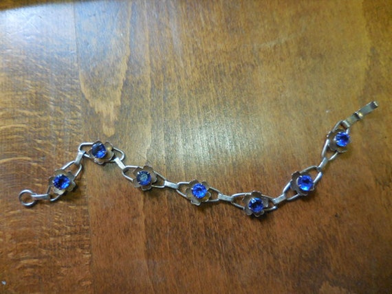 Vintage Women's Sterling Silver Bracelet Blue Pro… - image 2