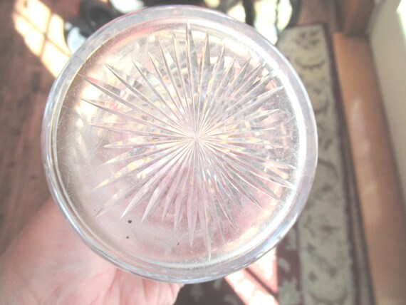 Antique Cut Crystal Liquor Decanter & Ground Stopper Etched Short
