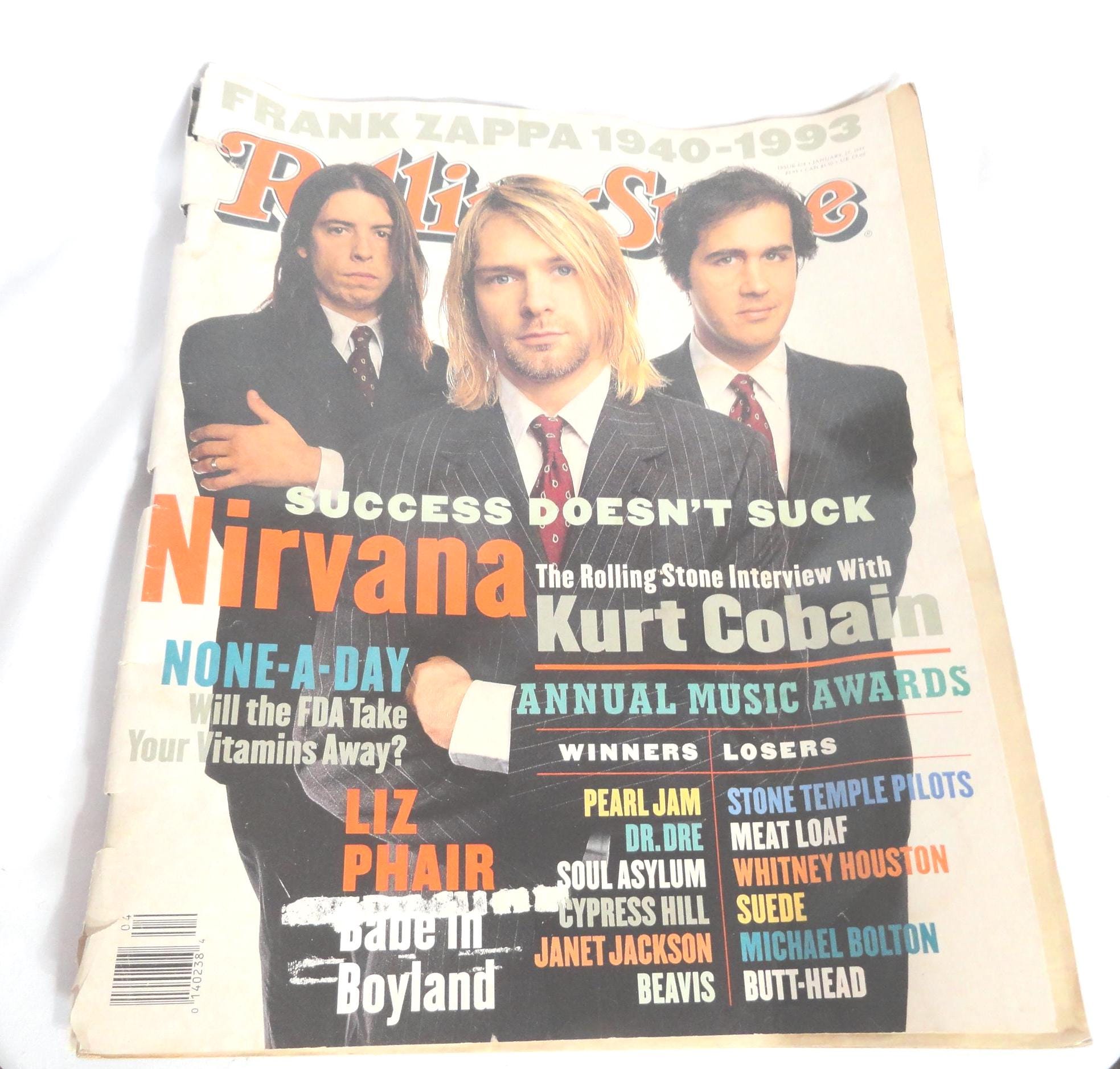 Vintage 1990s Rolling Stone Magazine, Frank Zappa, Nirvana