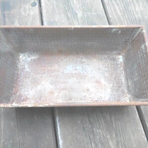 Vintage Ovenex Loaf Pan with Waffle Pattern. Ekco No. 7. Folded Rusty Metal, 1940s-60s