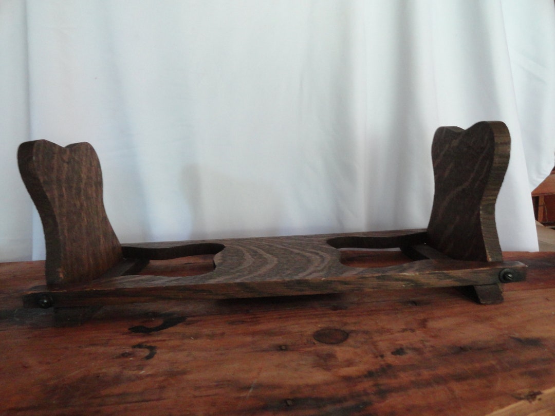 Vintage Small Wooden Book Rack Dark Stained Oak Wood Book Shelf ...