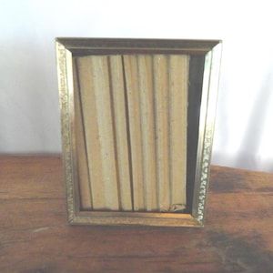 Vintage Small Gold Metal Picture Frame Photo Frame Shiny 1950s 1960 Simple Design Self Standing Home Decor