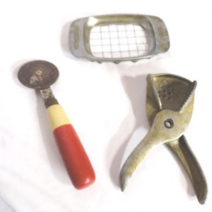 Vintage Kitchen Utensil Choice: Citrus Squeezer, Pizza Slicer, French Fry Cutter
