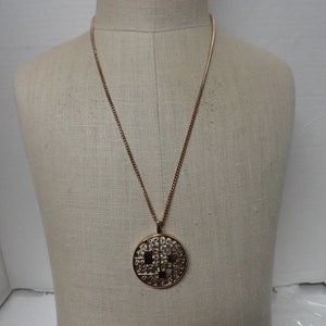 Vintage Sarah Coventry Pendant Necklace Medallion Abstract Gold Tone 1960s 1970s Retro Mod Look Gift Ladies Necklace