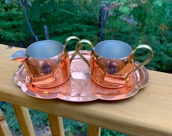 Vintage Coppercraft Guild Sugar & Creamer and Tray Set