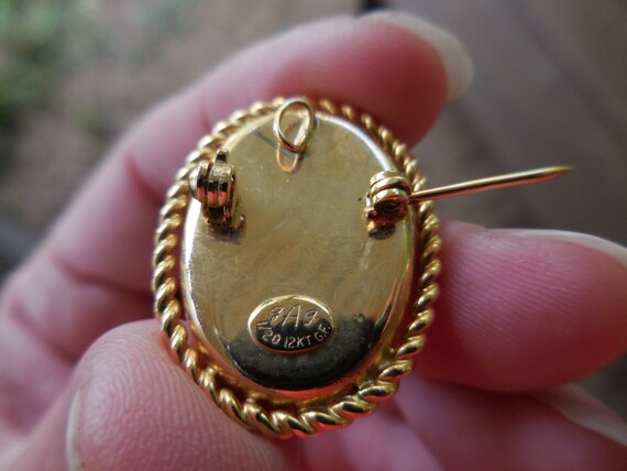 Vintage Women's Small Oval Guilloche Pin Yellow D… - image 5