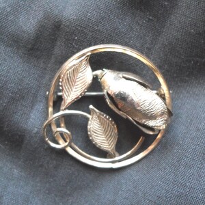 Vintage Gold Filled Rose Brooch, Round Dainty Brooch, 1950s-60s