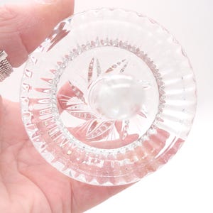 Vintage Crystal Ring Dish Holder, Clear Pinwheel, Etched Bottom image 6
