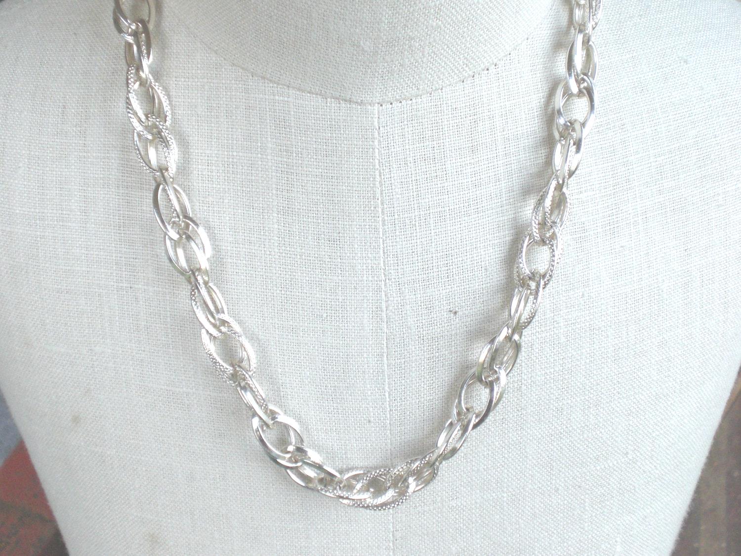 Vintage German Chain Necklace, Large Link, Twisted, Eloxal, Made