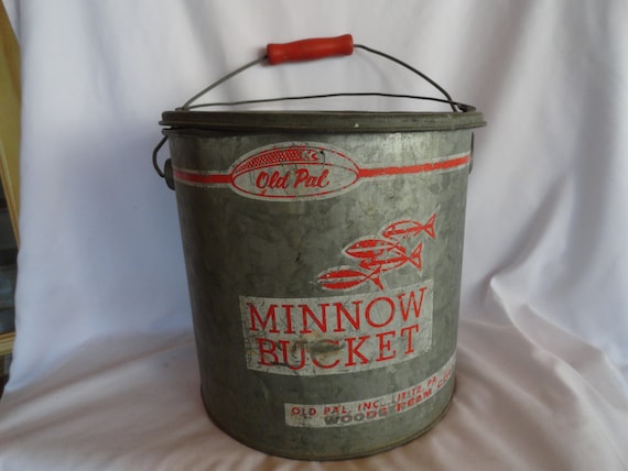 Vintage Old Pal Minnow Bucket Floating Red Graphics Fishing Bait