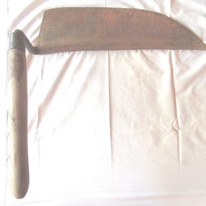 Antique Hay Froe Knife Shake & Shingle Splitting Hand Farm Tool Primitive Rusty Wood Handle Display Country or Farmhouse Decor 1800s 1900s