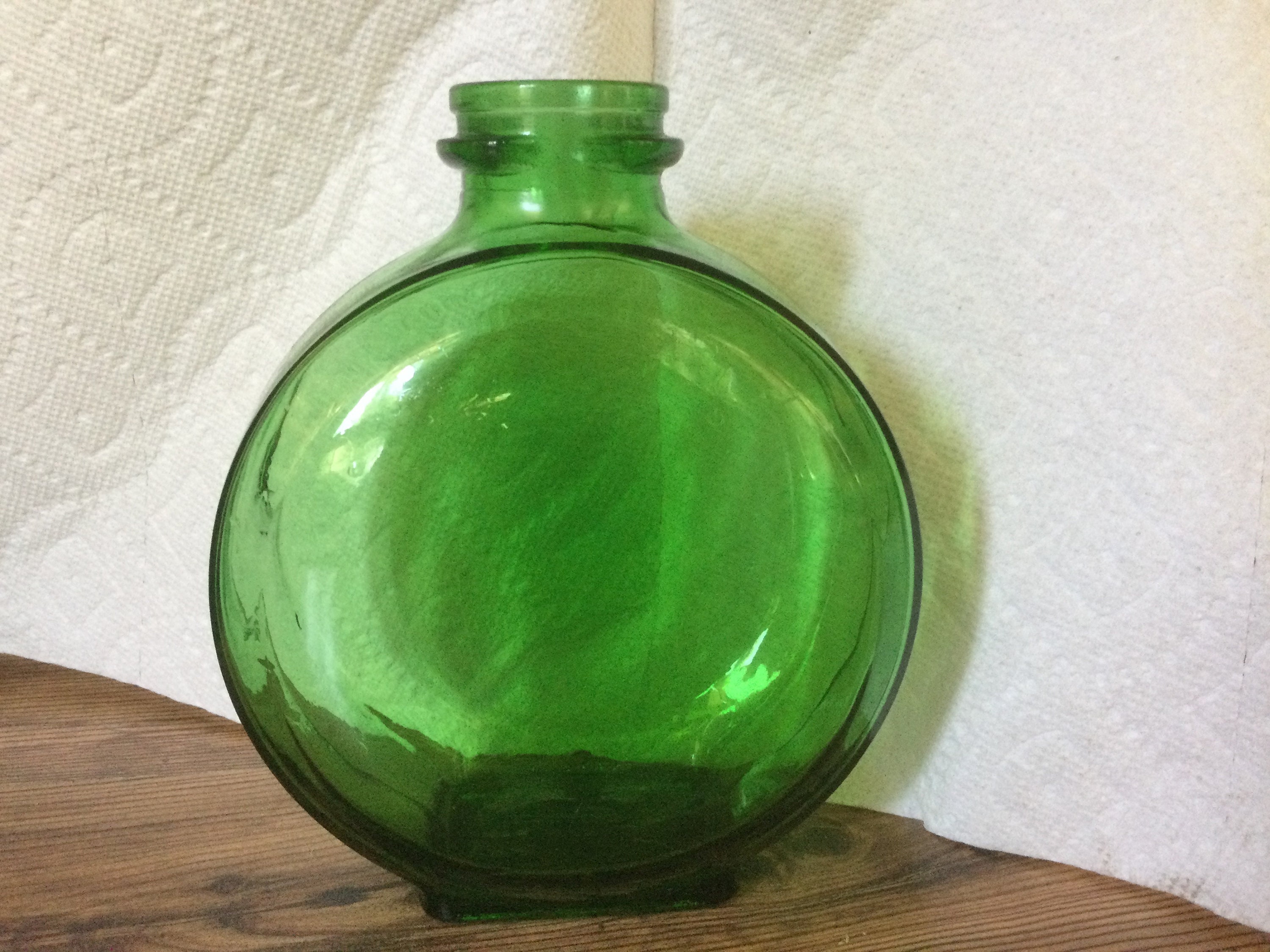 Three Large Green Glass Bottle (garden Decoration) Stock Photo