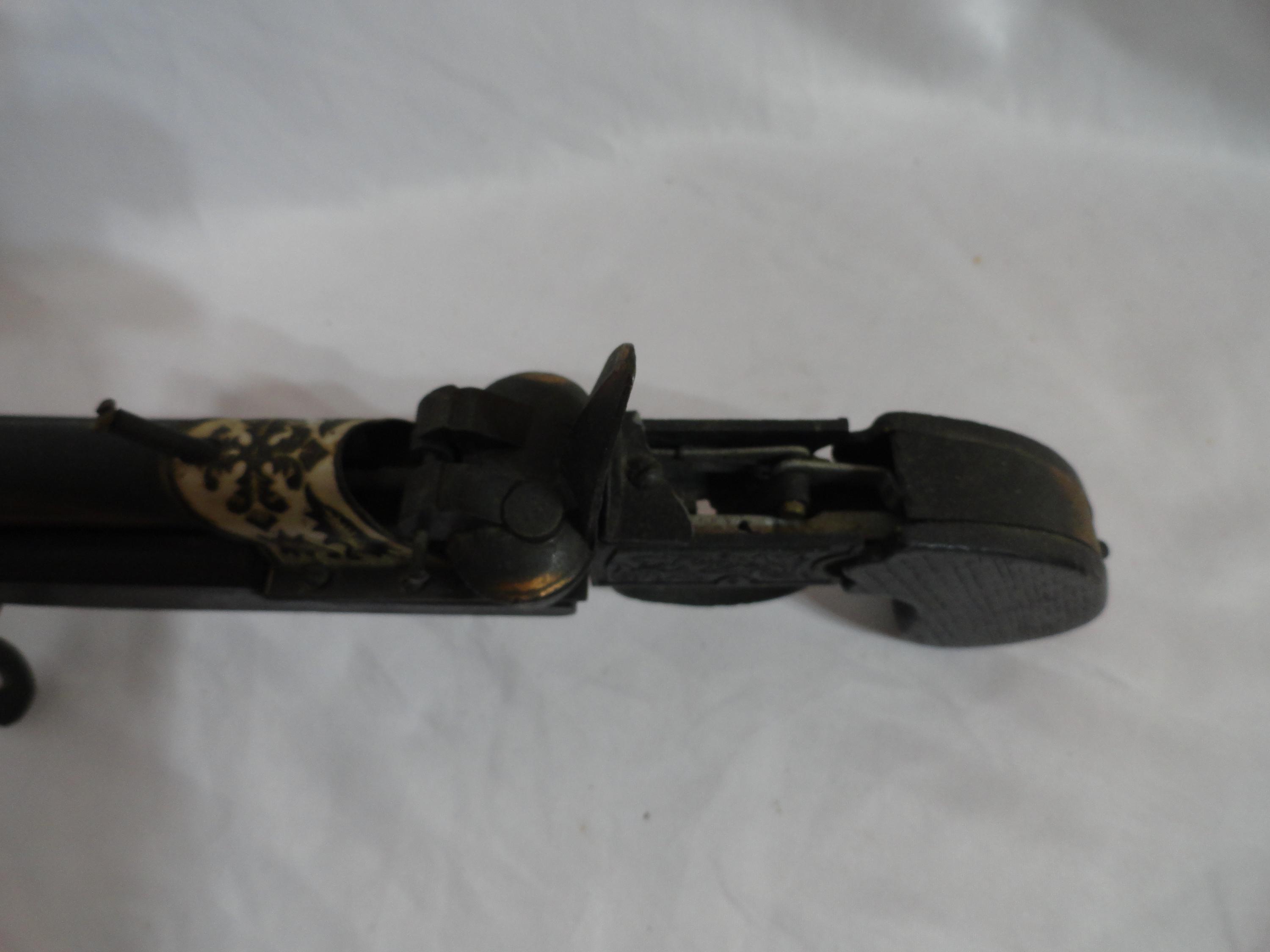 アンティーク 木製ピストル型工芸品 Vintage Flintlock Shape Lighter Wood & Metal Not Perfect