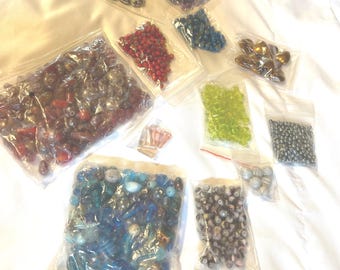 Mixed Glass Bead Lot 1 lb. Multicolored Glass Grab Bag Beading Crafting Jewelry Making Supplies
