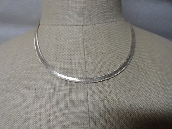 Vintage Sterling Silver Chain Necklace Flat .925 Retro 1980s 1990s