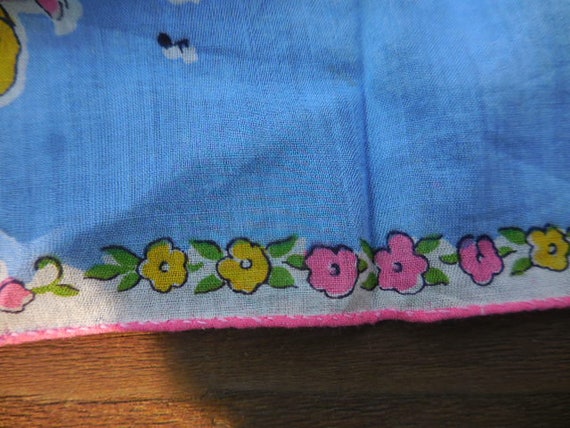 Vintage Women's Puppy Dogs Handkerchief Blue Pink… - image 6