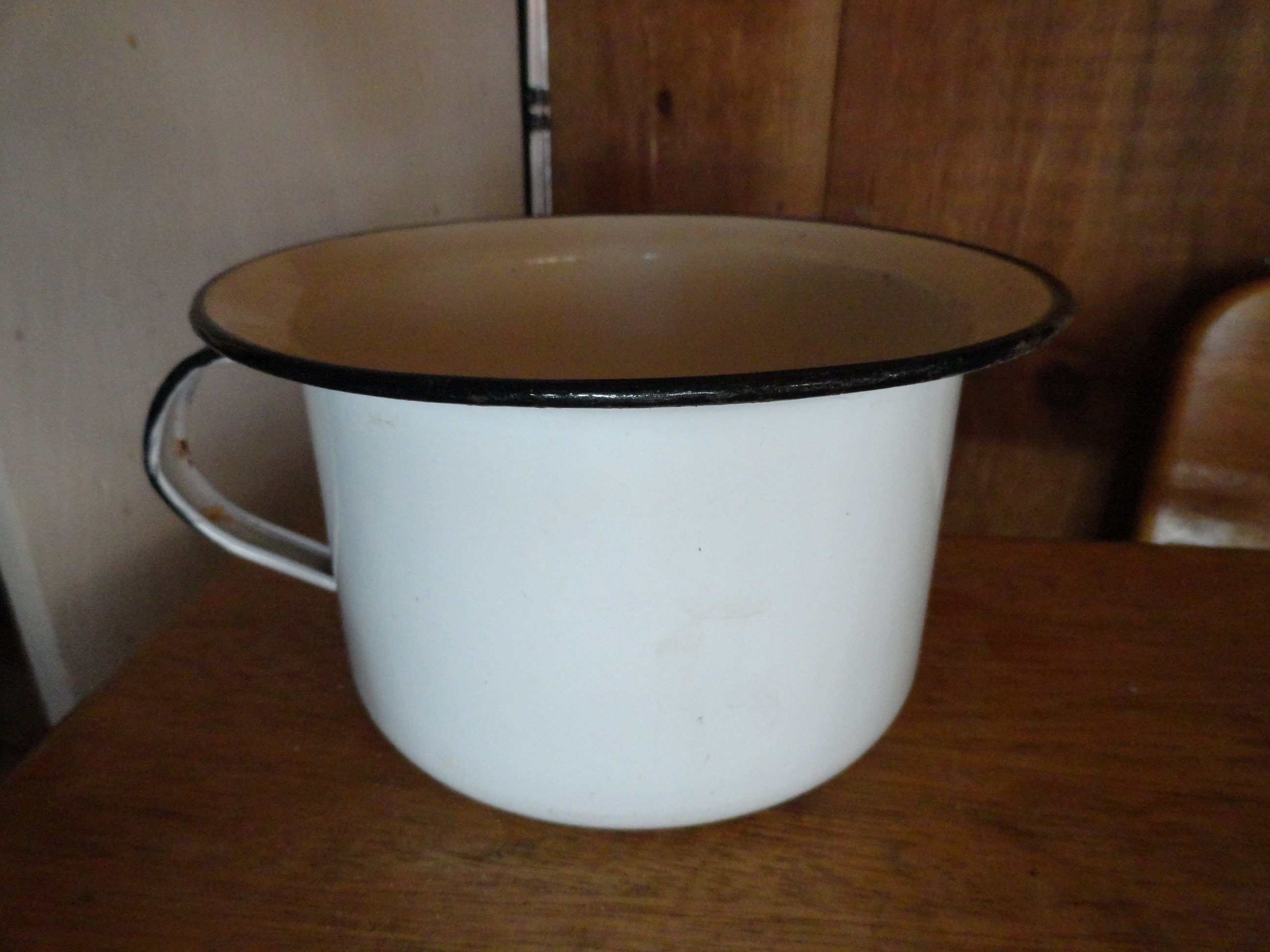 Vintage 1920s to 1940s White/Black Enamel Chamber/Piss Pot Etsy