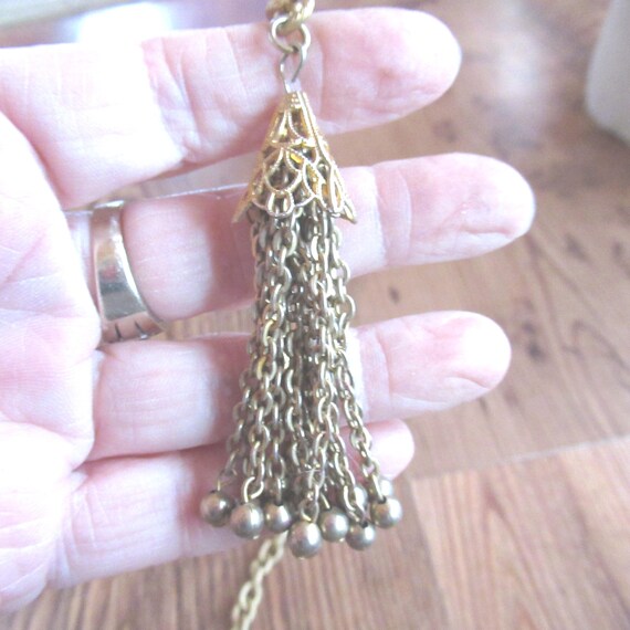 Vintage Gold Tone Tassel Necklace Belt Accessory Vintage Monet Gold Tassel Wrap Necklace Belt II – Recess main image 2