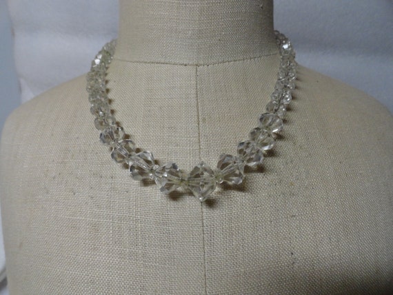 Vintage Women's Clear Crystal Necklace Sterling S… - image 1