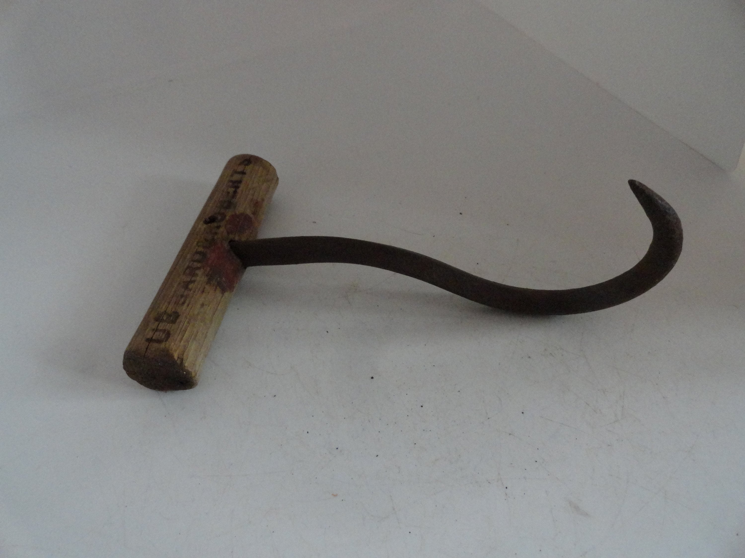 Vintage Hubbard & Roberts Hay Hook Wood and Steel Primitive Farm Hand Tool  1930s to 1950s Repurpose/reuse Plant Hanging Hanger Home Decor 