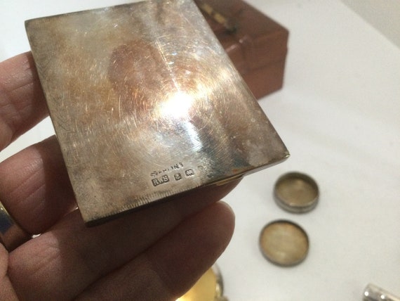 Antique Women's Silver Toiletry Set Leather Case … - image 8