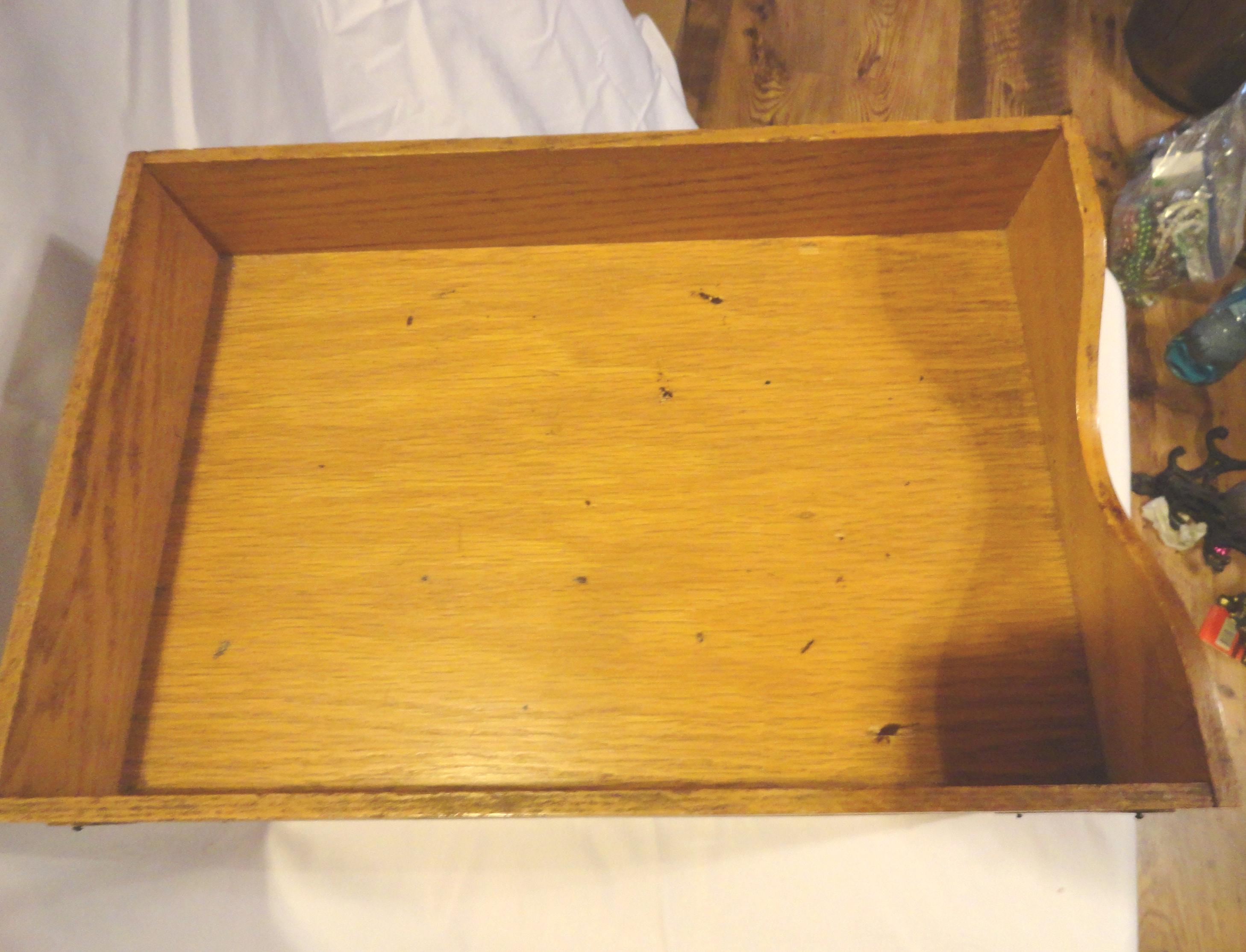 Vintage Double Oak Wood Letter Tray, Legal Size Desk Accessory