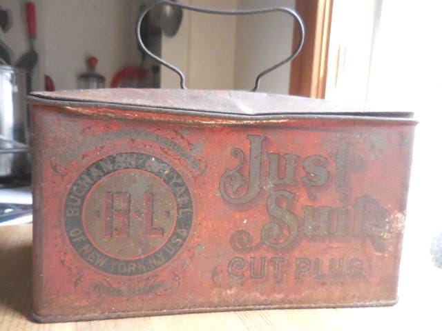 Antique Tobacco Tin Buchanan & Lyall Lunchbox Style Cut Plug N.Y.