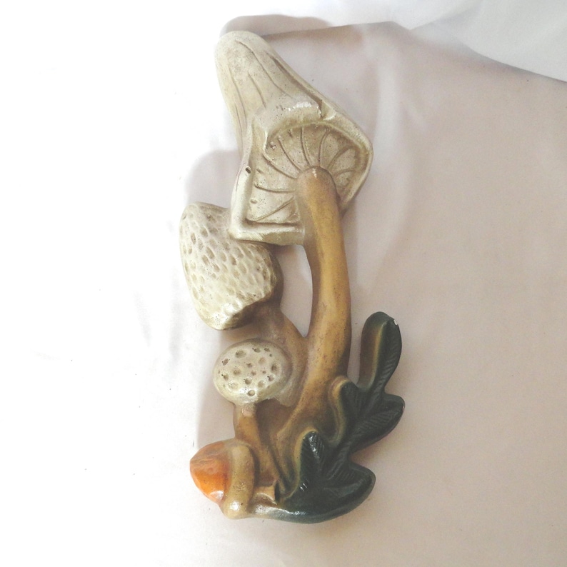 Vintage Chalkware Mushroom Wall Hanging, 1970s Kitchen Art, Choice immagine 7