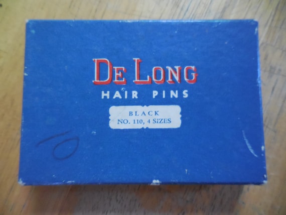 Vintage Women's De Long Hair Pins Black Metal No.… - image 1