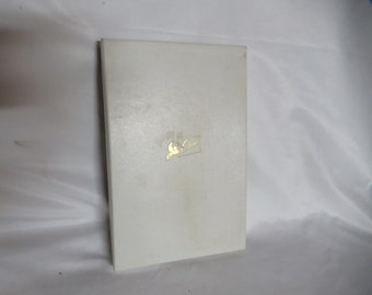 Vintage White & Gold Coro Pegasus Cardboard Box Jewelers Display Box Large Necklace Box Satin Inside Empty Box 1940s 1950s