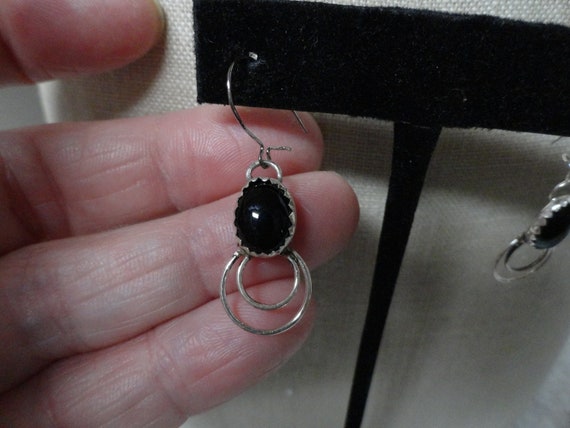 Vintage Women's Oval Onyx Stone & Sterling Silver… - image 2
