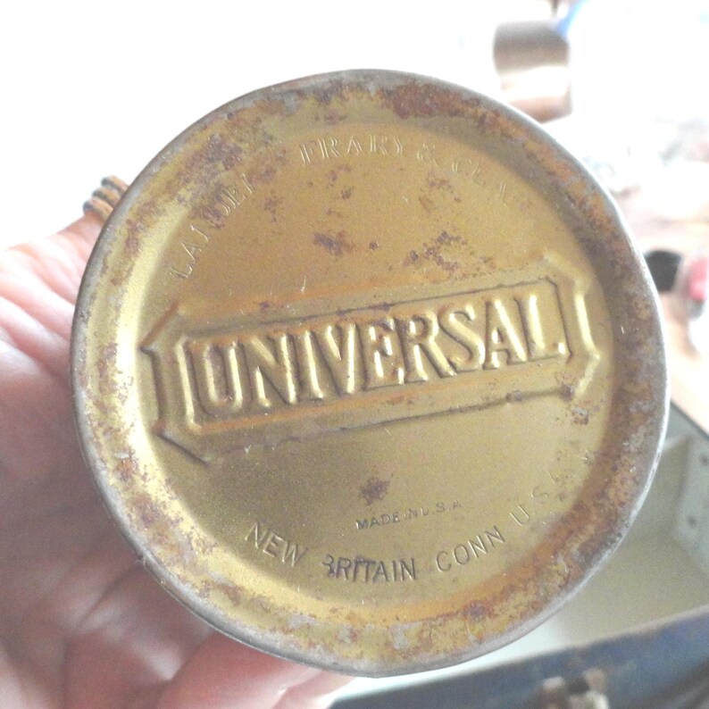 Vintage Blue Metal Lunchbox, Child's, Thermos, 1920s-40s image 10