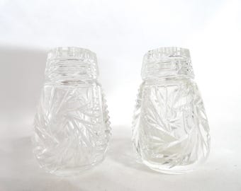Vintage Cut Crystal Salt & Pepper Shakers, Pinwheels, Small