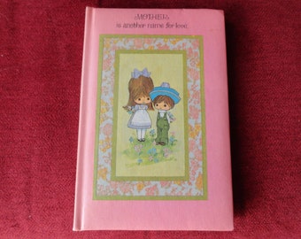 Vintage American Greetings Mother Book Pink Book Little Girl/Boy Flowers 1970s Retro Mother is Another Name For Love