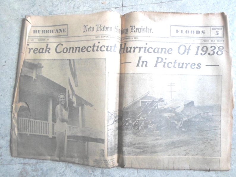 Vintage 1938 New England Flood Newspaper, Conn. image 1