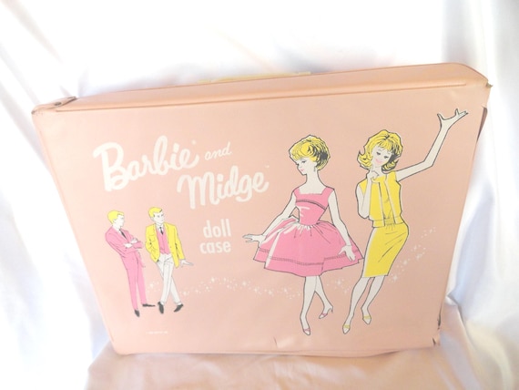 1963年 バービー人形　ケース Vintage 1963 Barbie & Midge Doll Case Pink Vinyl Handle