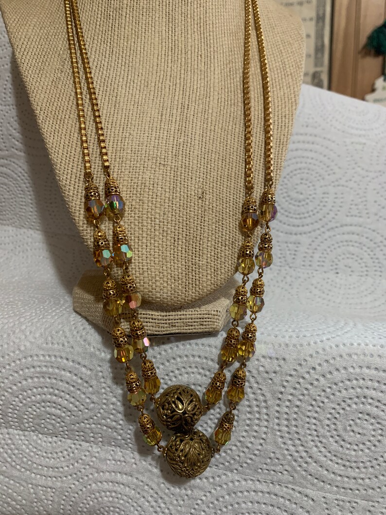 Vintage 1940s to 1960s Gold Tone Brass Double Strand - Etsy