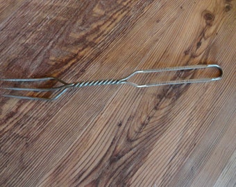 Vintage 3 Pronged All Metal Fork Twisted Compliments of Rosemary Drug Company 1940s 1950s Retro Kitchen Utensil