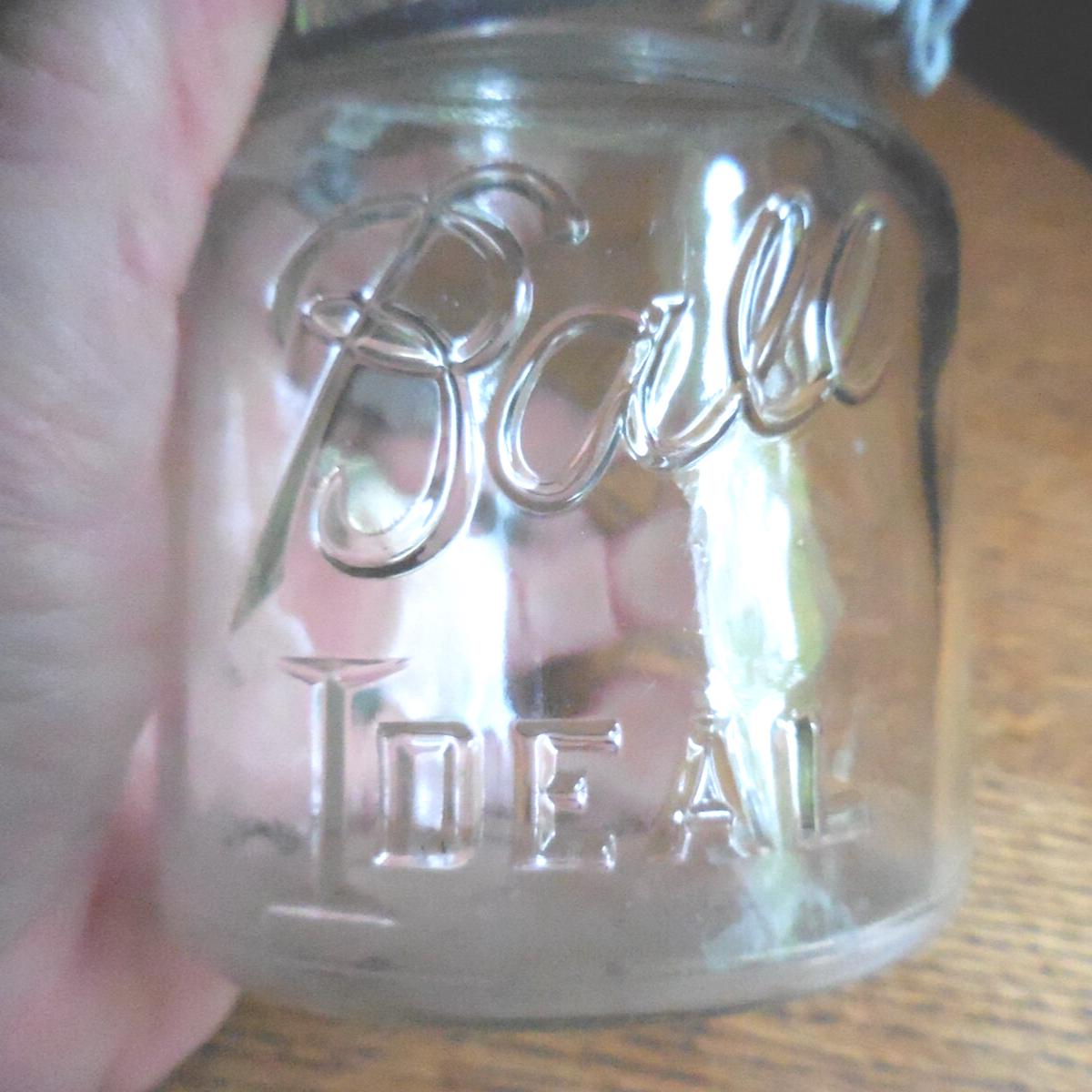 Vintage Ball Ideal Canning Jar With Wire Bail, Clear Glass 