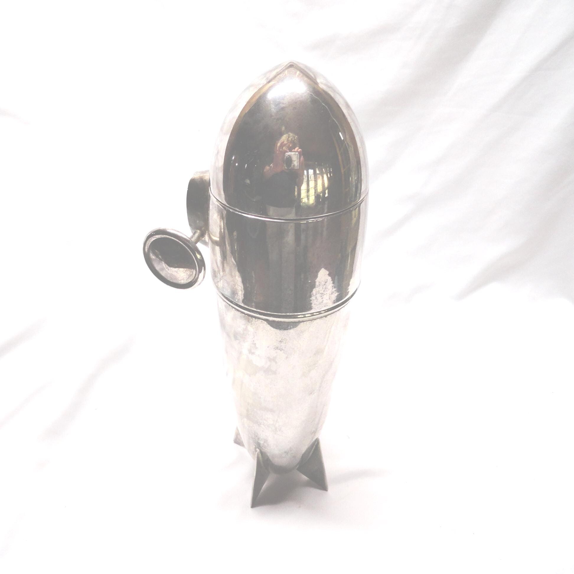 Vintage 1950s Zeppelin Blimp Cocktail Mixer, Silver Plated Barware