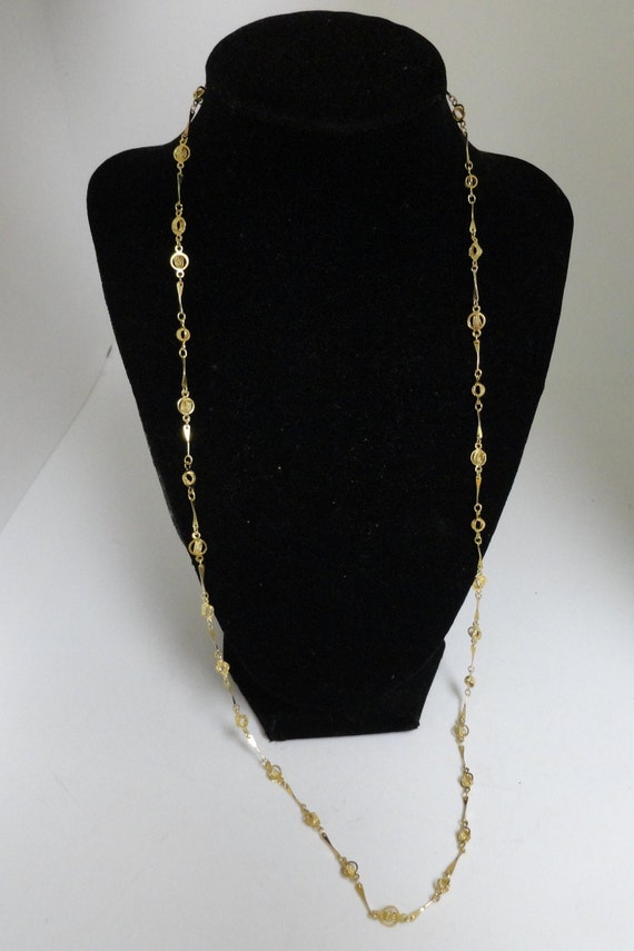 Vintage Women's Long Chain Necklace Gold Tone Tiny