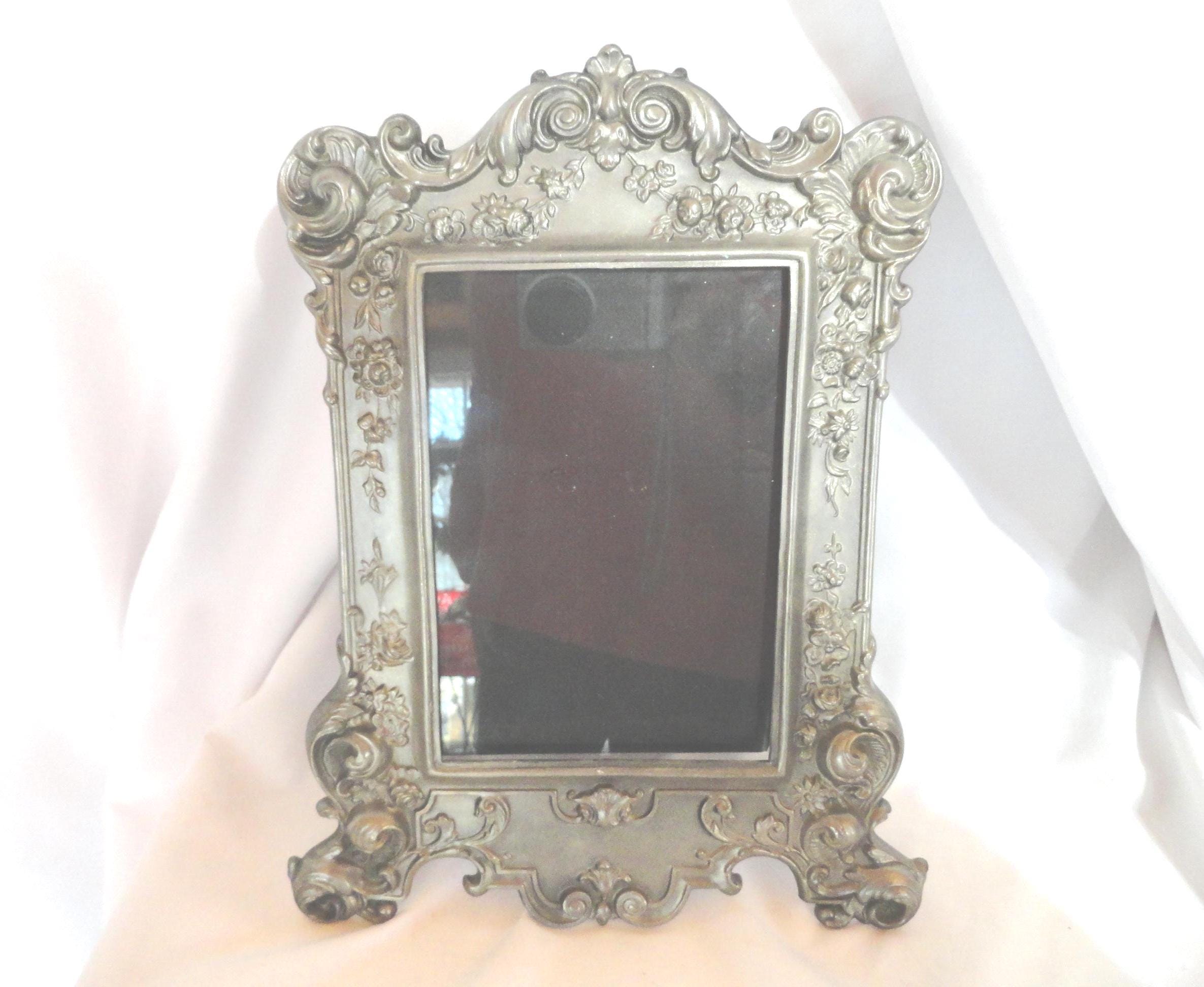 Vintage frame 装飾的な銀色フレームのアート Vintage Kirk Stieff Pewter Picture Frame, Embossed Floral Design