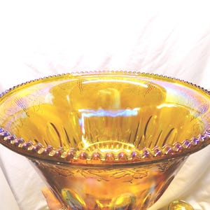 Vintage Indiana Glass Harvest Punch Bowl Set, Carnival Glass, No Ladle image 5