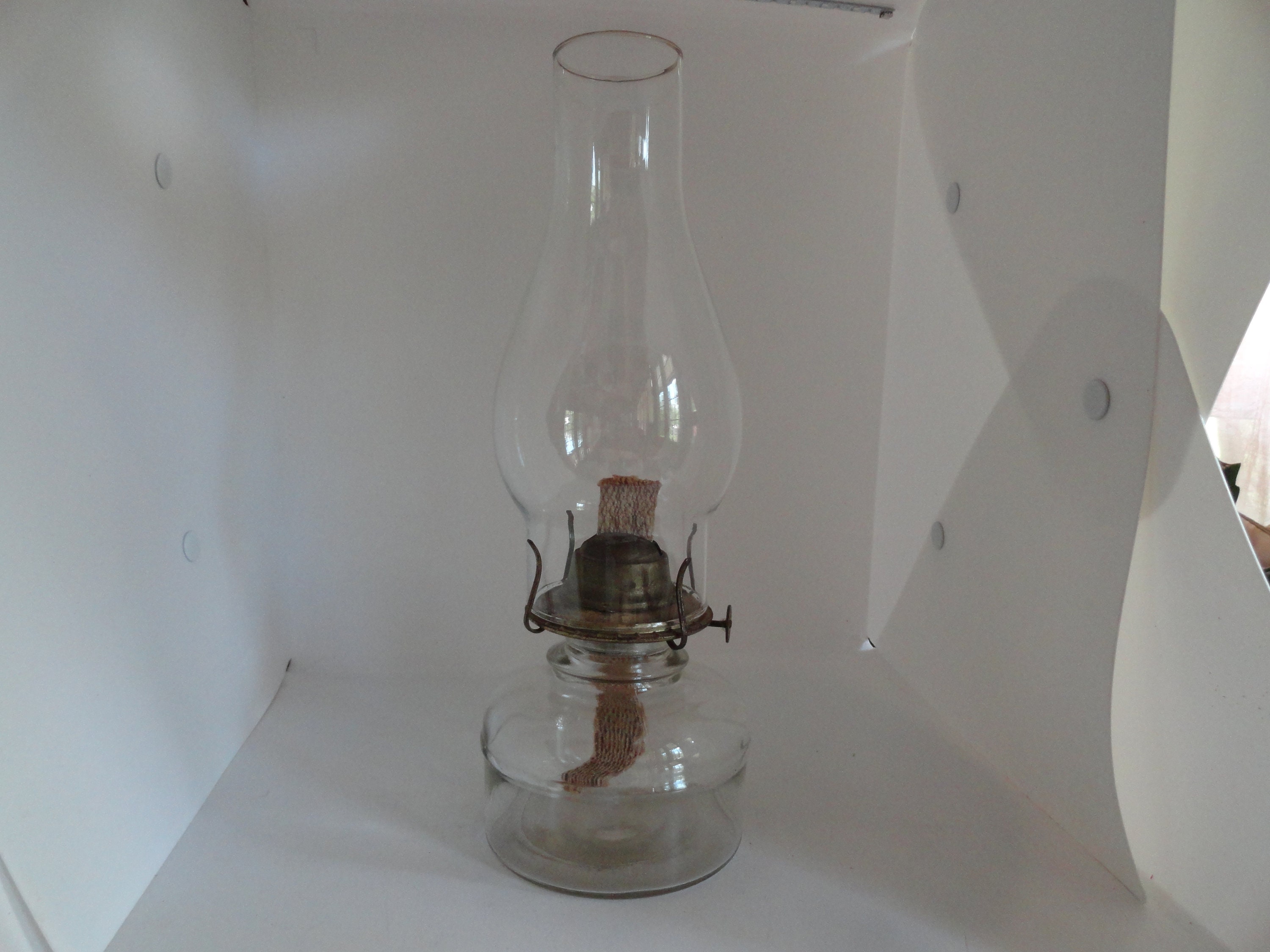 Vintage Small Brass German Hurricane or Oil Kerosene Lamp 1950s