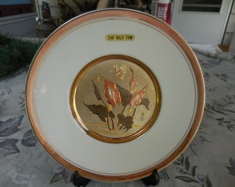 The Art of Chokin 24KT Collectors Plates Birds and Butterflies Vintage 1980s Set of Three Floral Ducks