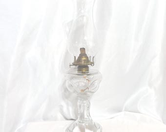 Vintage P & A Hurricane Oil Lamp, Clear Glass, Home Decor