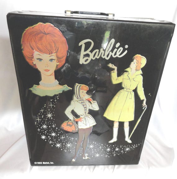 【1960s USA vintage】バービー ワードローブ キャリーケース Vintage 1960s Barbie Doll Black Vinyl Travel Case, 1963 Closet