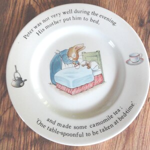 Vintage Beatrix Potter Plate with Saying, Wedgwood, Peter Rabbit, Baby's Room Decor, 1950s-80s