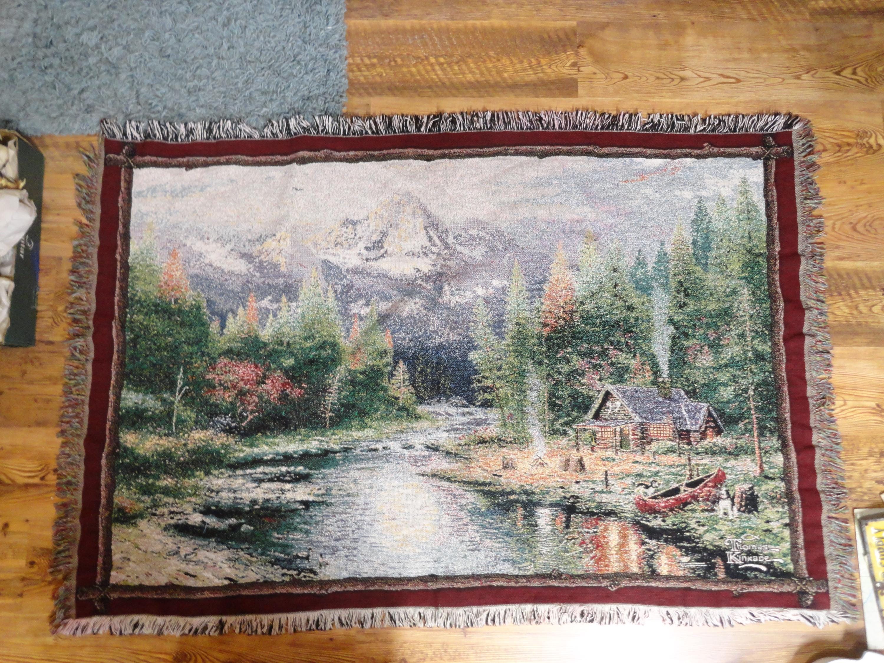 90s Thomas Kinkade ビンテージラグ 絵画 聖書 タペストリー 90s Thomas Kinkade - Etsy