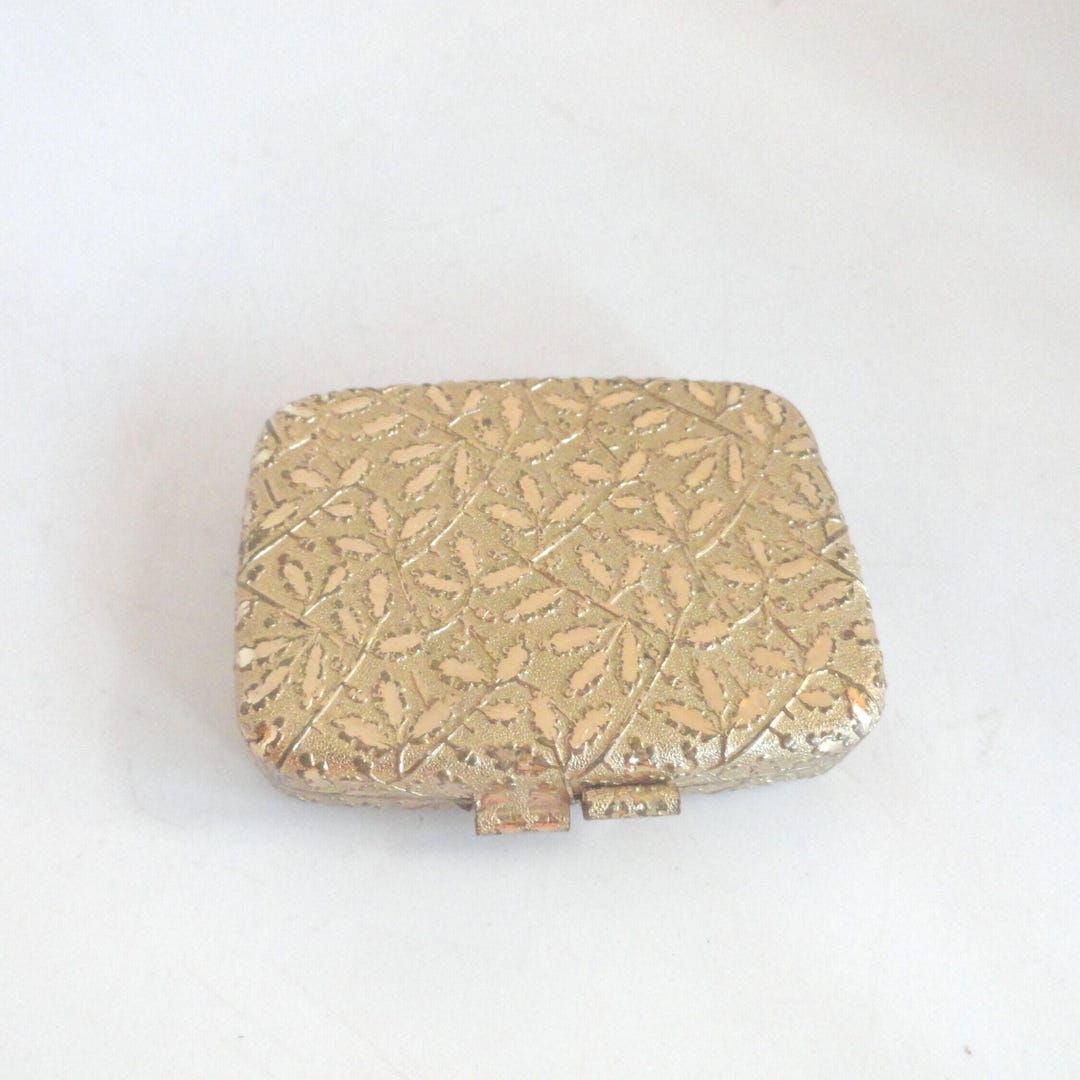Vintage Revlon Powder Compact, Gold Tone With Mirror, Textured Oak Leaf ...